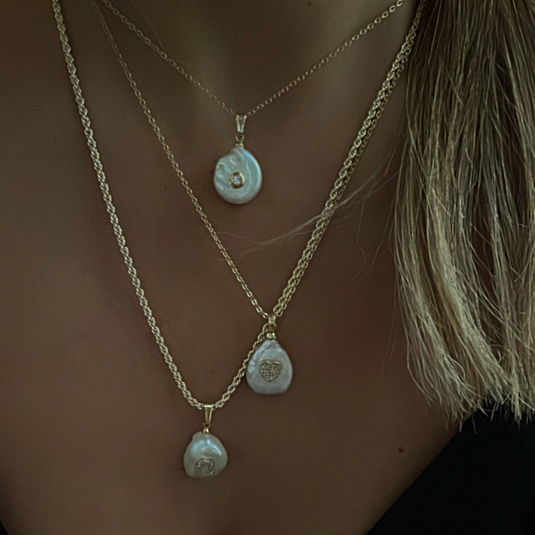 שרשרת זהב פנינה צ'ארם - הלנה