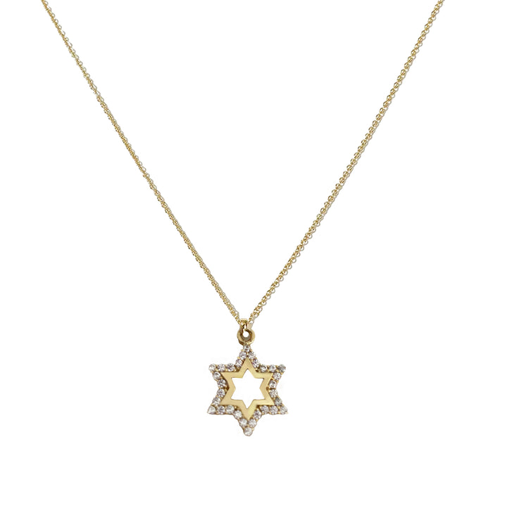 שרשרת מגן דוד משובץ 14 קארט - טליה