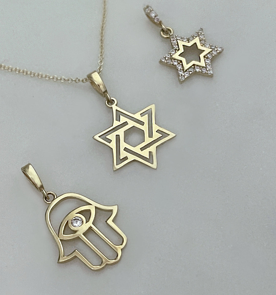 שרשרת מגן דוד משובץ 14 קארט - טליה