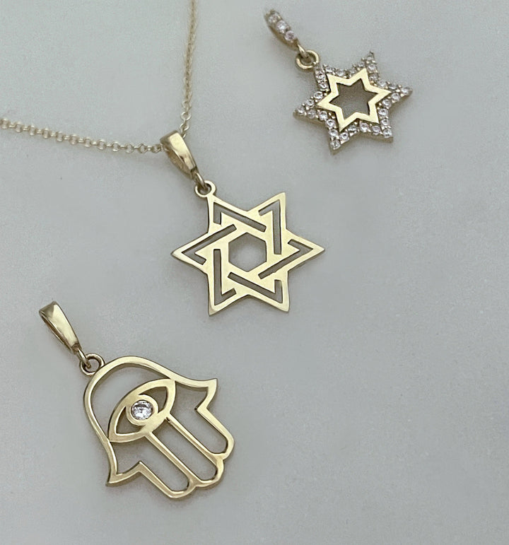 שרשרת מגן דוד משובץ 14 קארט - טליה
