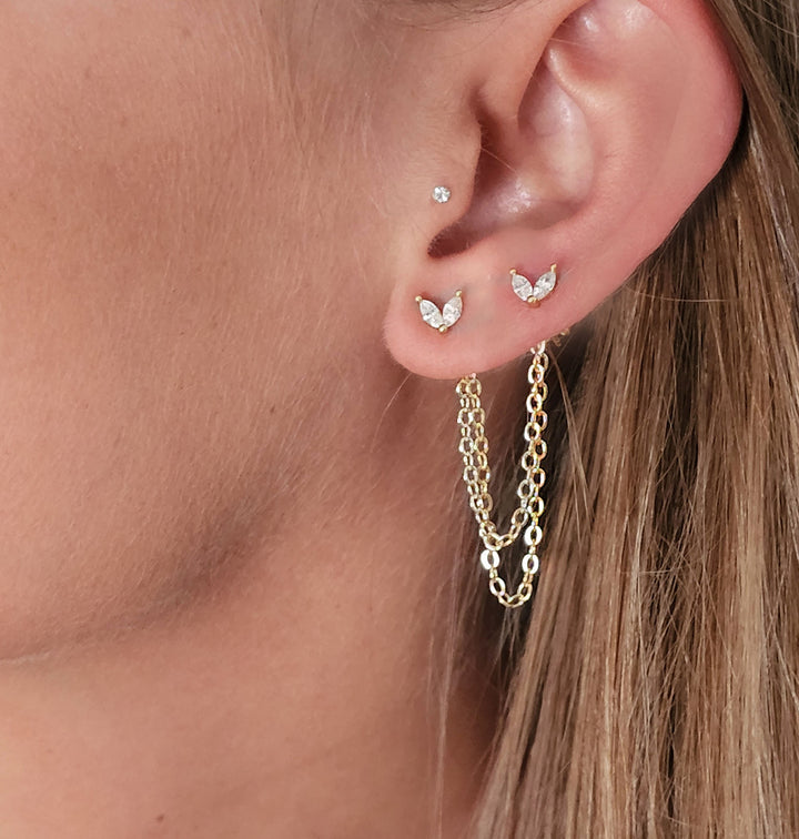 עגילי שרשרת 14 קארט - מישל