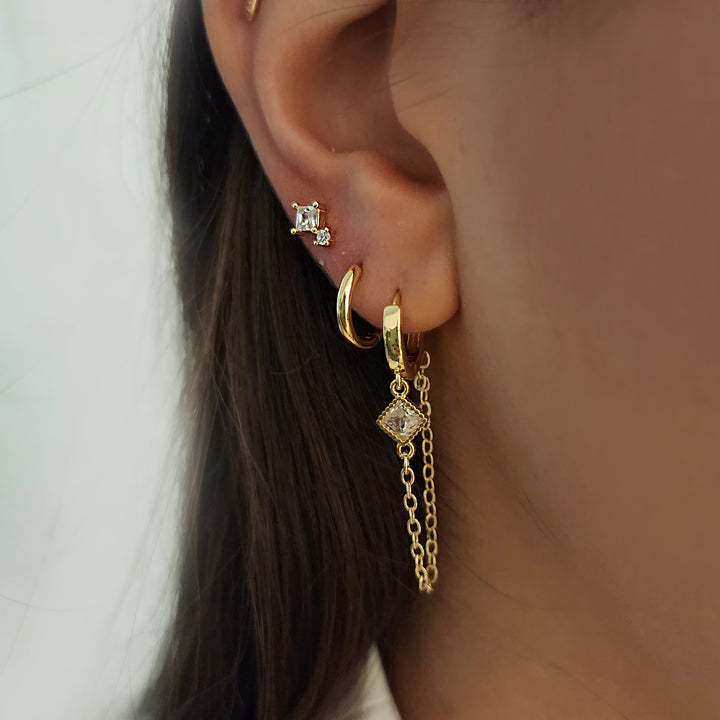 עגילי זהב צמודים 14 קארט -דרין