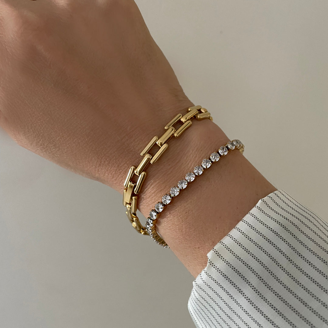 צמיד זהב חוליות מלבניות - שיין