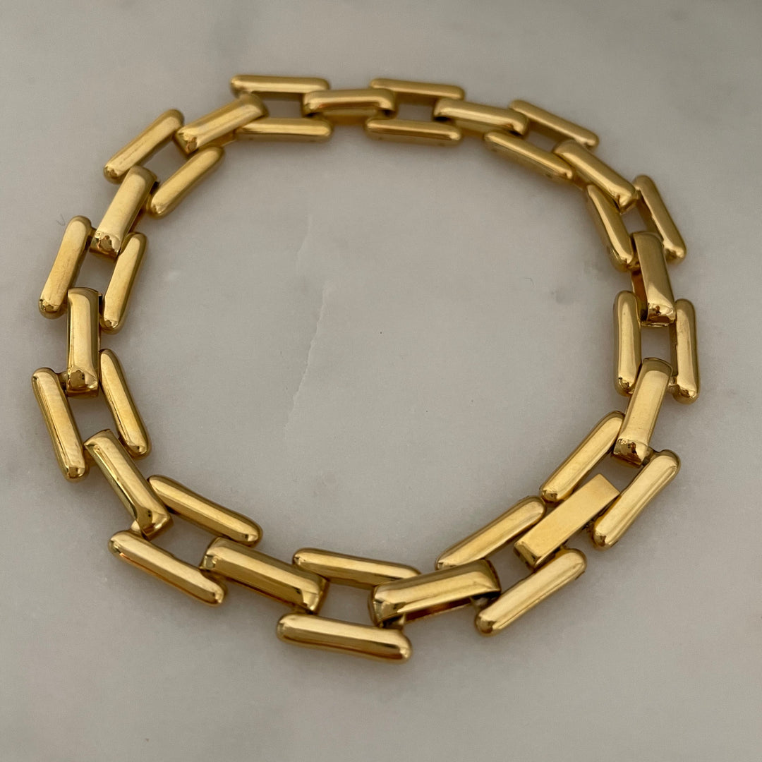 צמיד זהב חוליות מלבניות - שיין