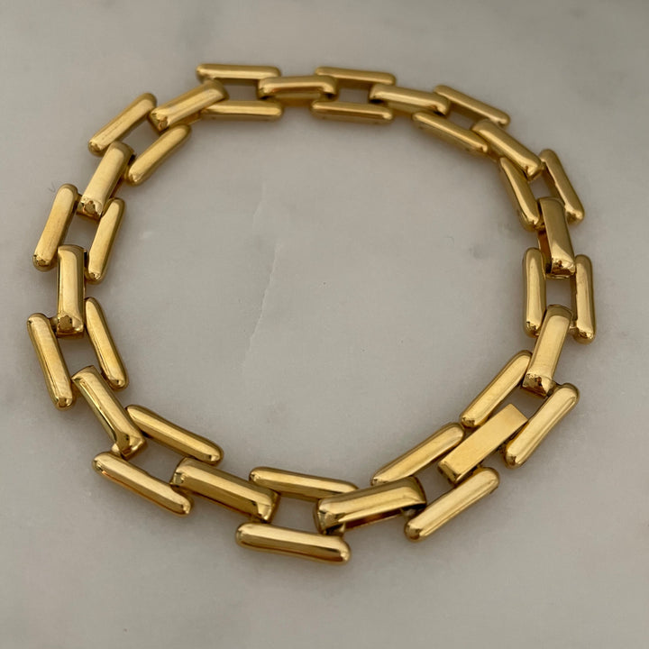 צמיד זהב חוליות מלבניות - שיין