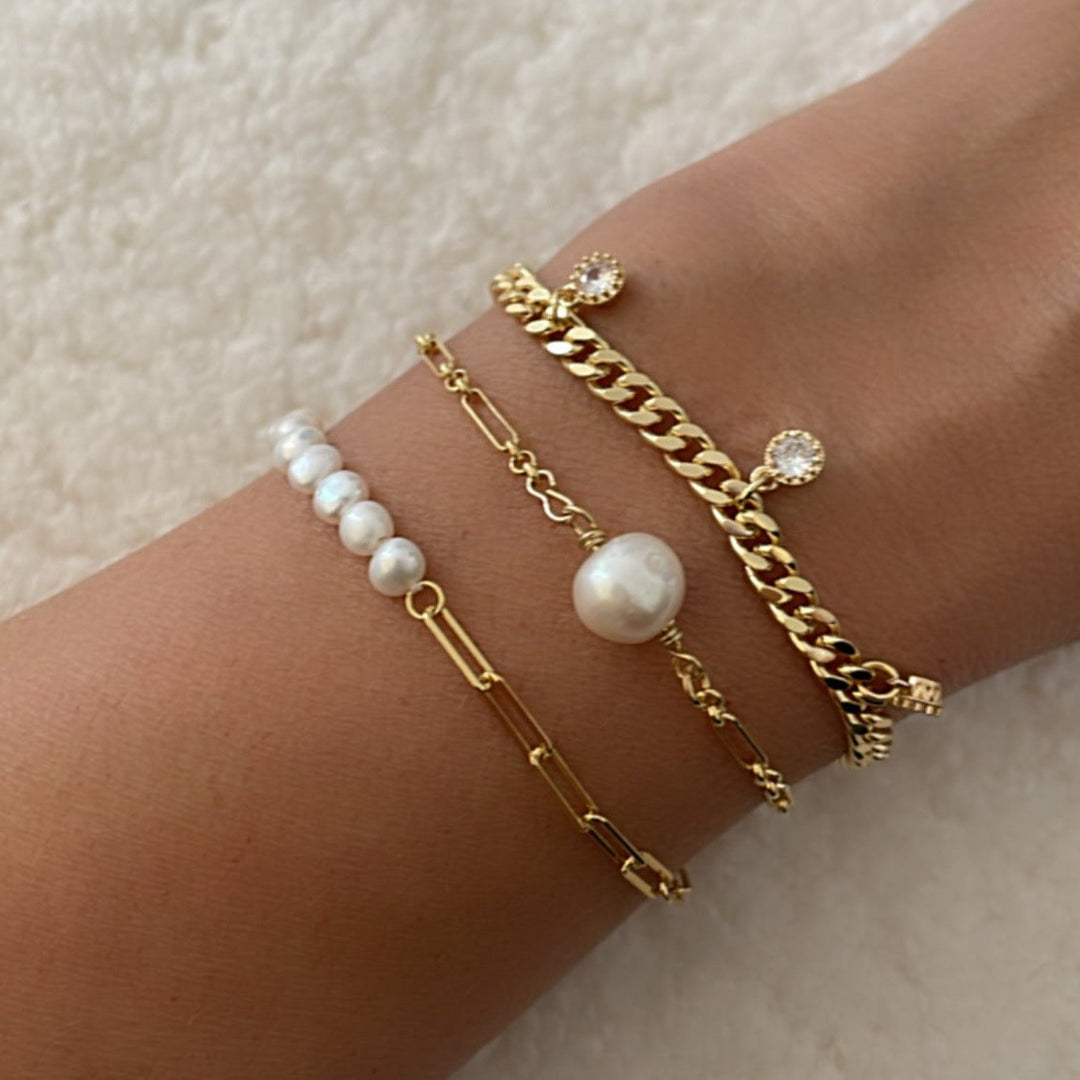 צמיד זהב פנינים  -דקוטה