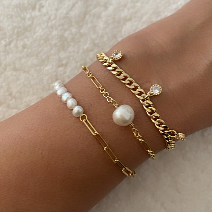 צמיד זהב פנינים  -דקוטה