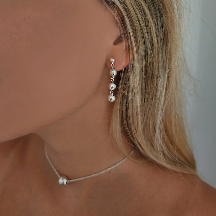 עגילי כסף 925 צמודים כדורים  - לואר