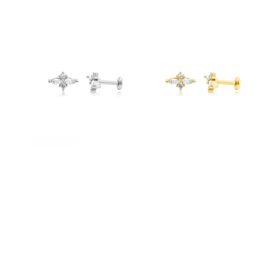 עגיל פירסינג טרגוס זהב/כסף  - סיבון