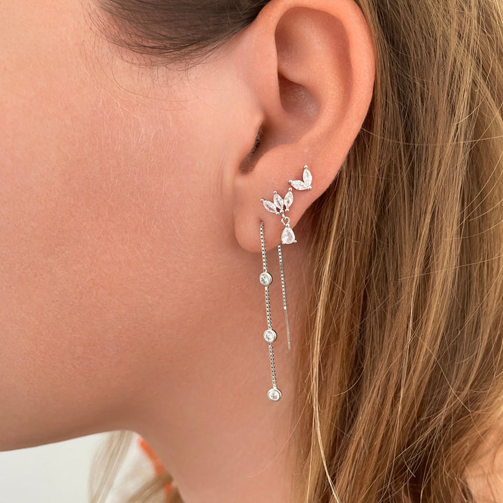 עגילי לוטוס כסף צמודים תליון   - סאן