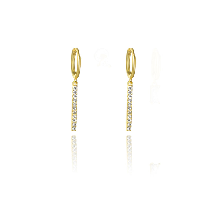 עגילי חישוק תליון בר משובץ - הארט