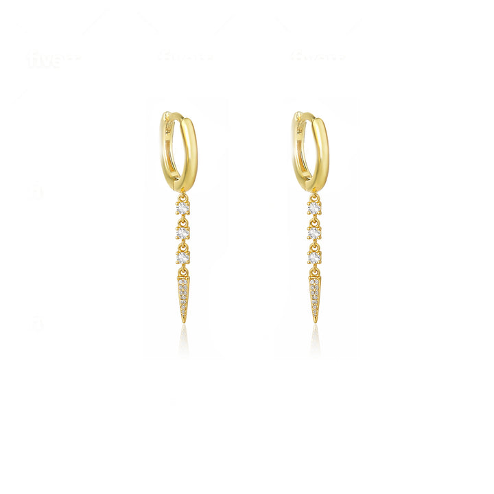 עגילי חישוק זהב ותליון שפיץ - לייקה