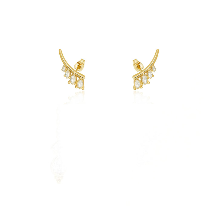 עגילי זהב צמודים מטפסים - נירן