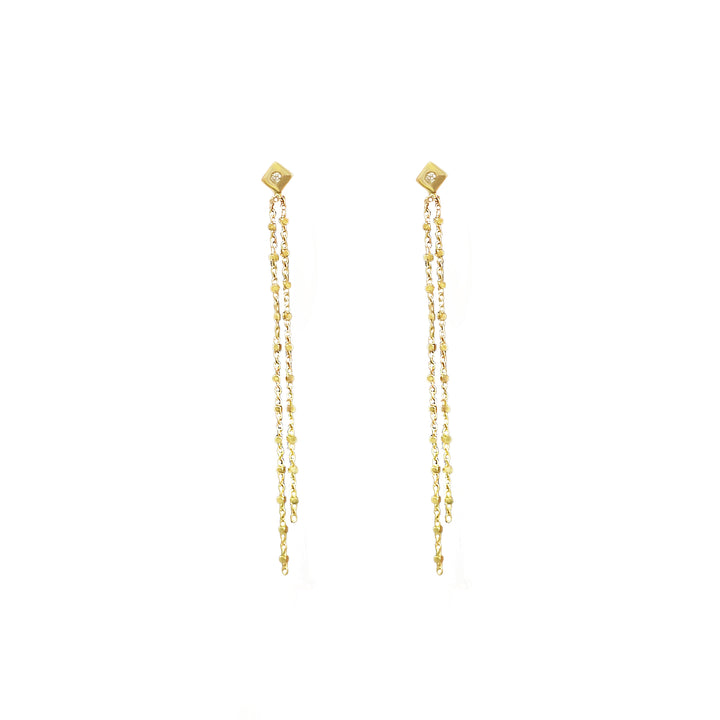 עגילי שרשרת ומעויין 14 קארט - האנה