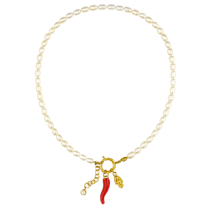 שרשרת פנינים וצ'ארמים זהב - קויי