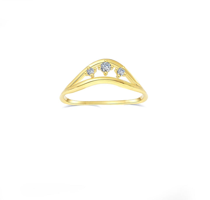 טבעת זהב זירקונים - צ'אי