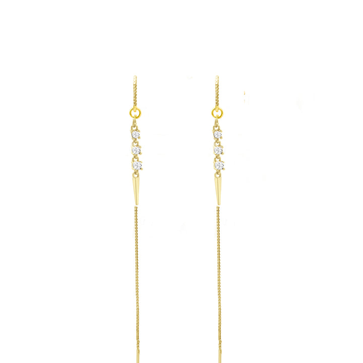 עגילי שרשרת  זהב זירקונים - בוני