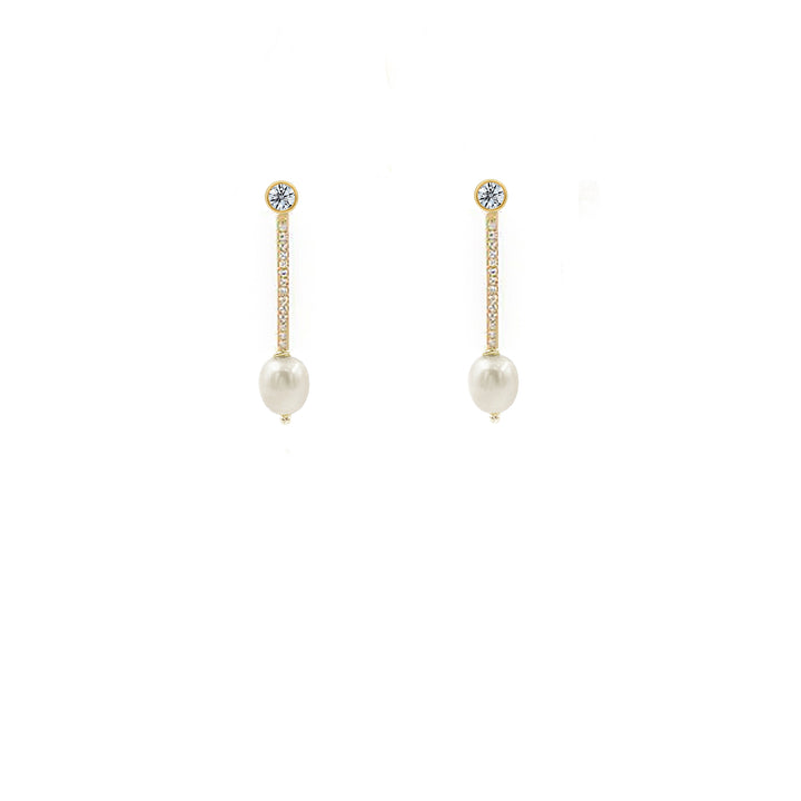 עגילים צמודים שרשרת פנינה - יון