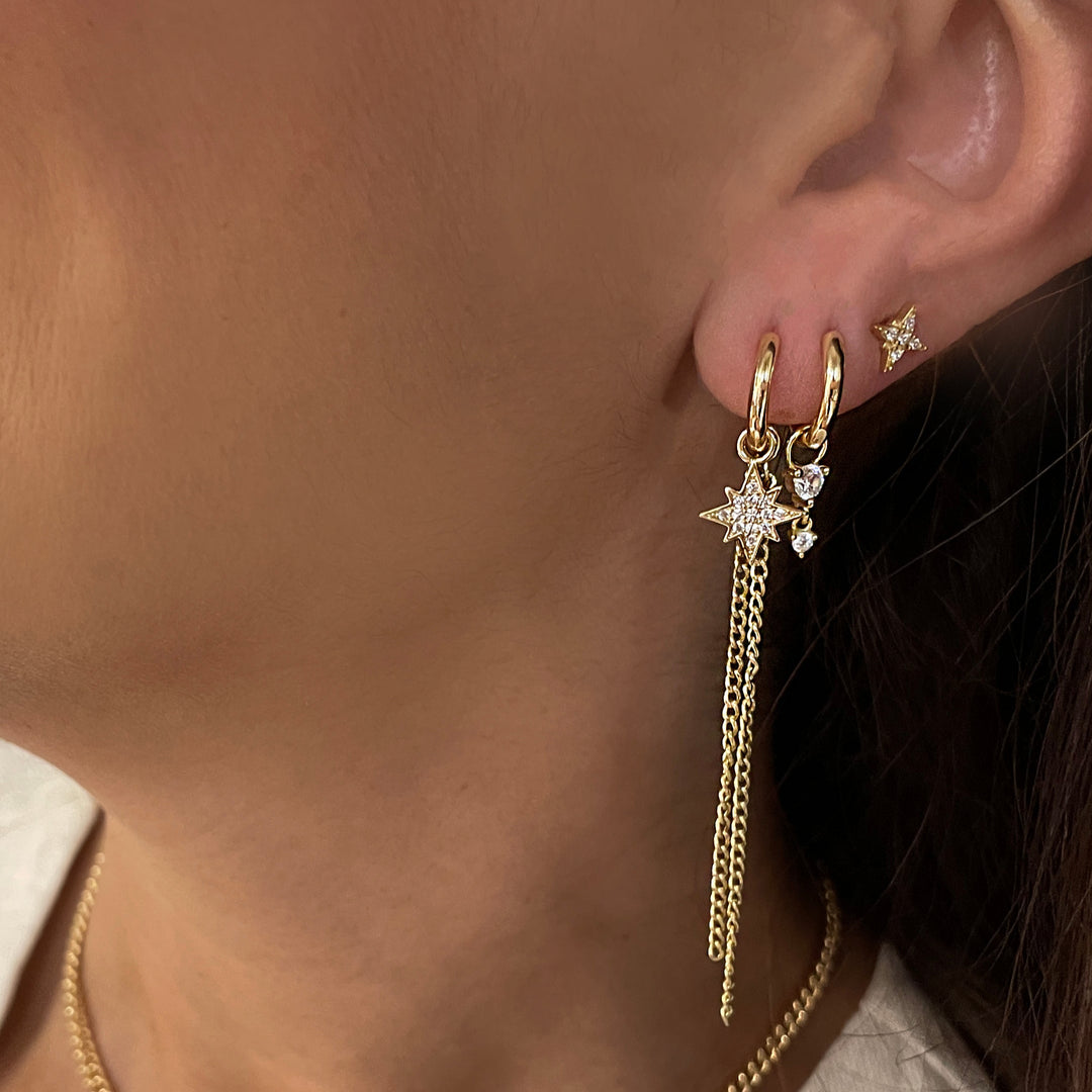 סט עגילי שרשרת זהב  - סטארי