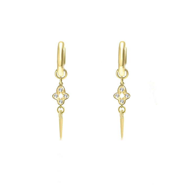 עגילי חישוק זהב תלתן וינטג' -מרגוט