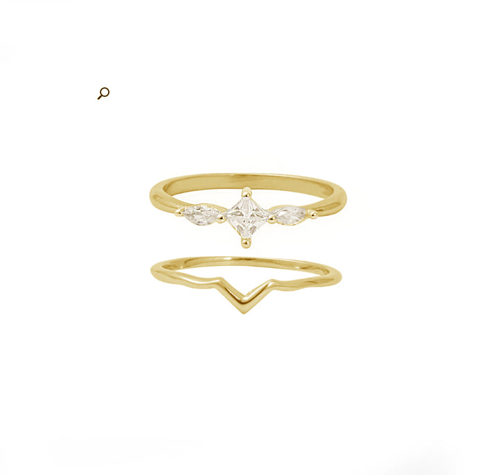 סט שתי טבעות זהב מעויינים - קרול