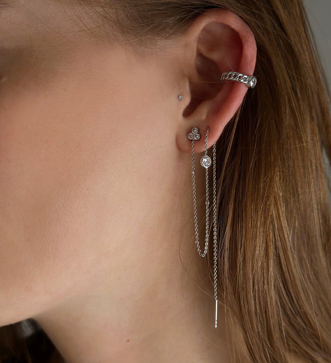 עגילי זירקון ושרשרת כסף  - קווין