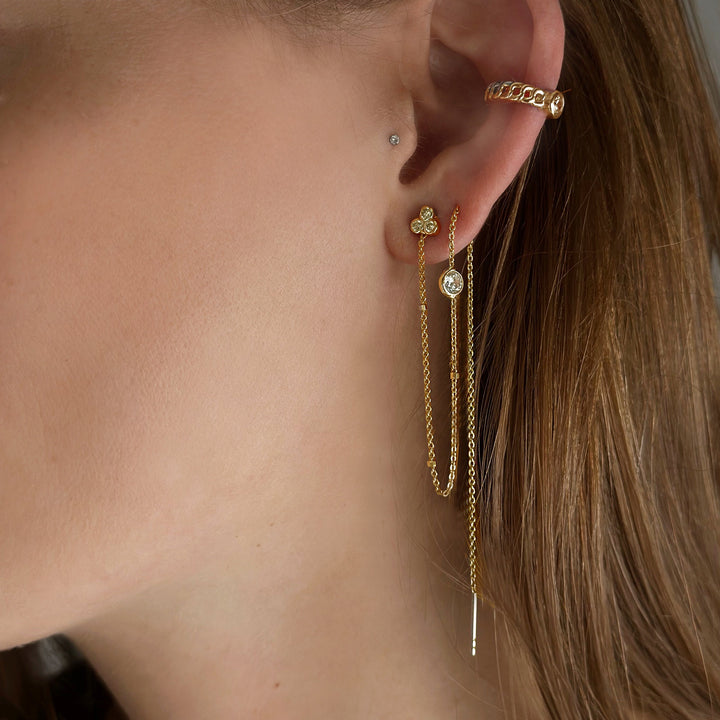 עגילי זירקון ושרשרת זהב  - קווין