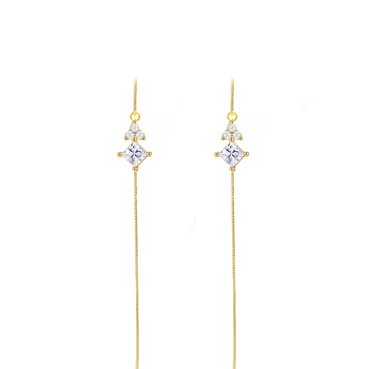 עגילי שרשרת זהב זירקונים - נהורה