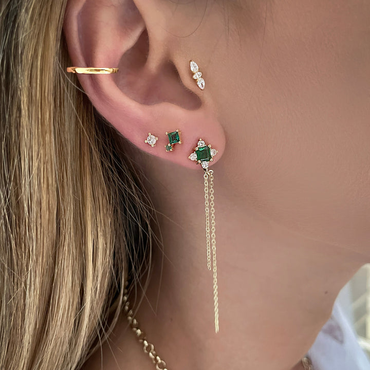 עגילי זהב צמוד שרשרת - אלכסה