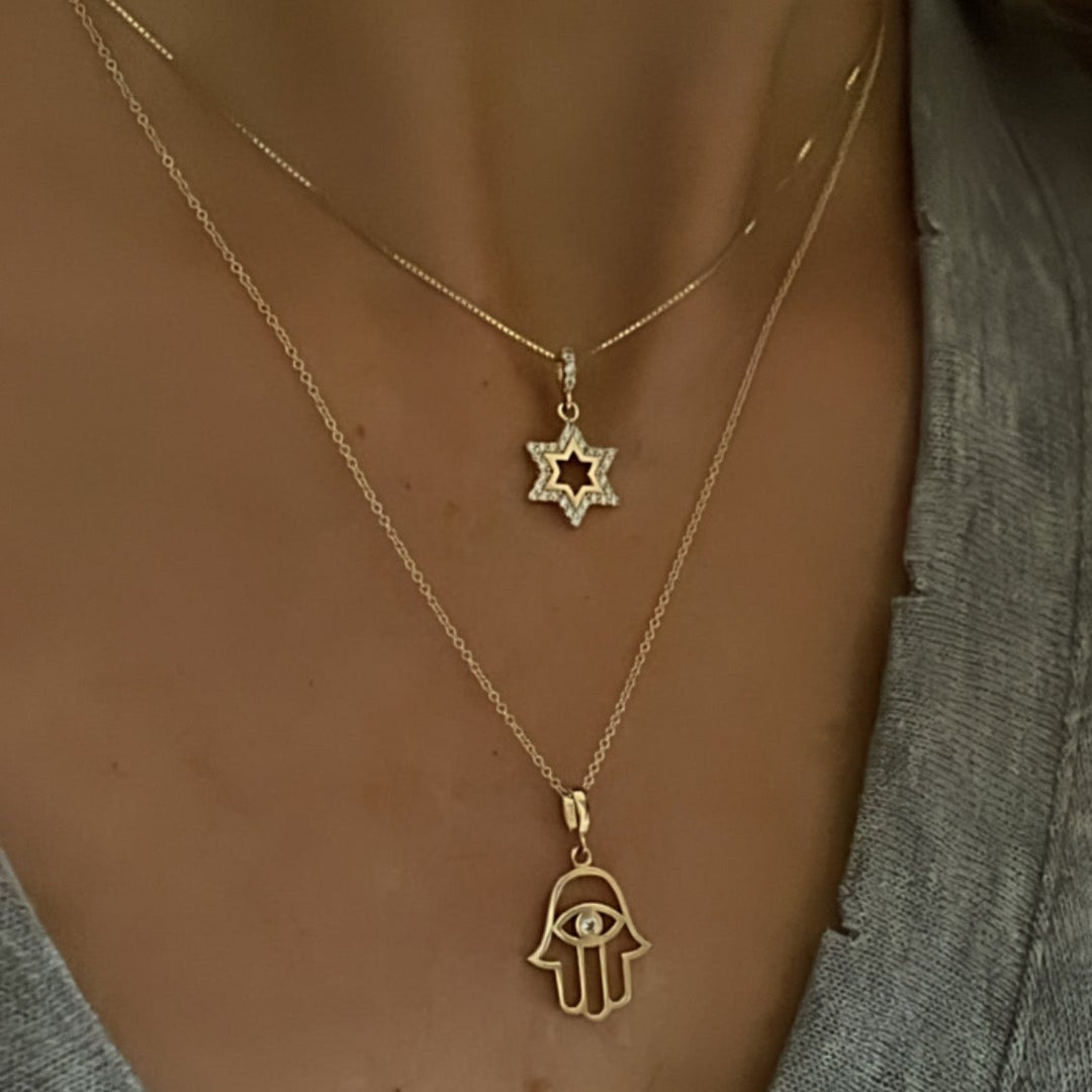 שרשרת מגן דוד משובץ 14 קארט - טליה