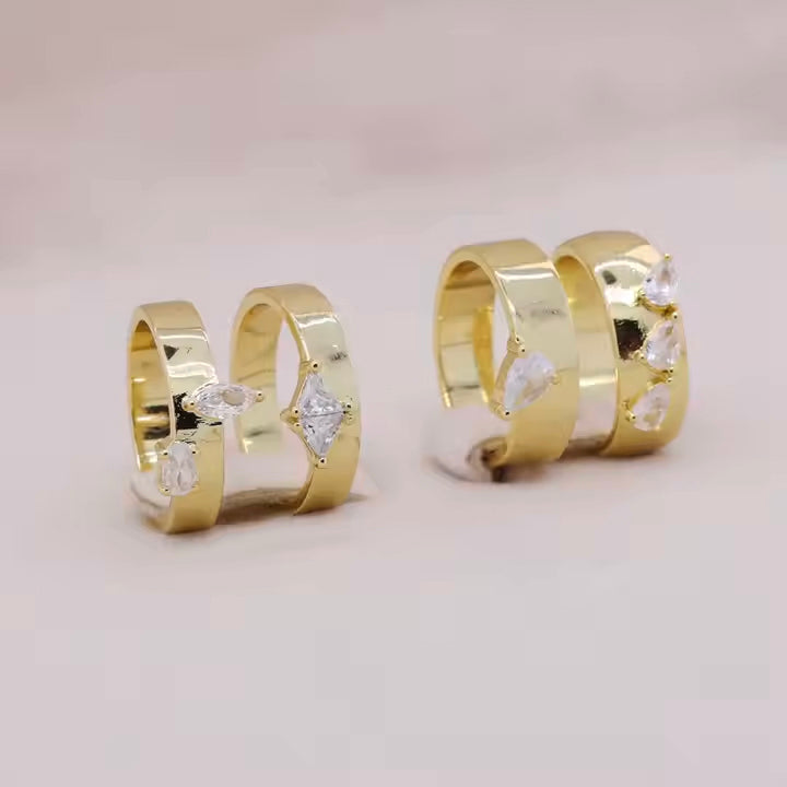 טבעת זהב מעויין זירקון - ספיר