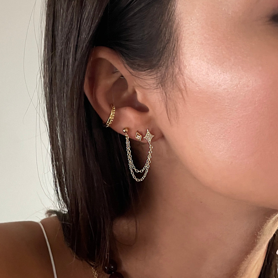 עגילי זהב שרשרת - שנון