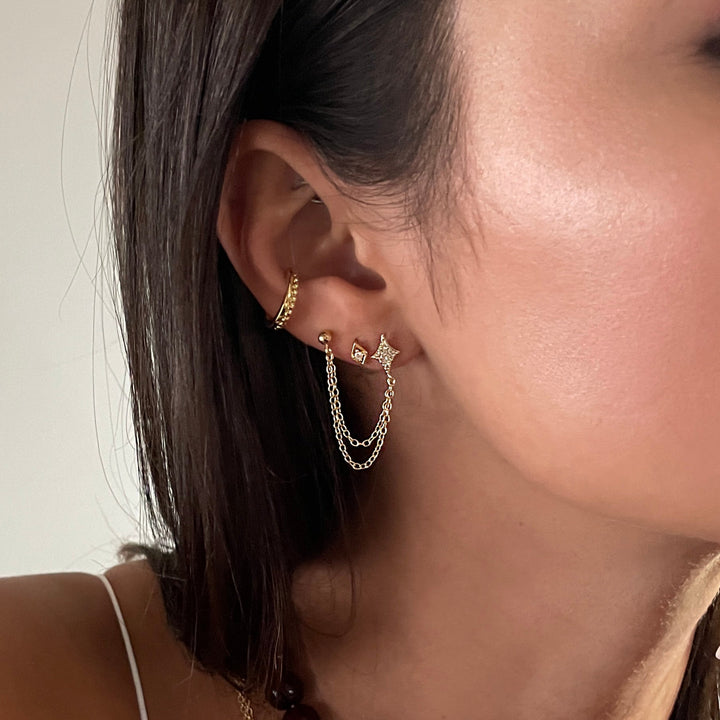 עגילי זהב שרשרת - שנון