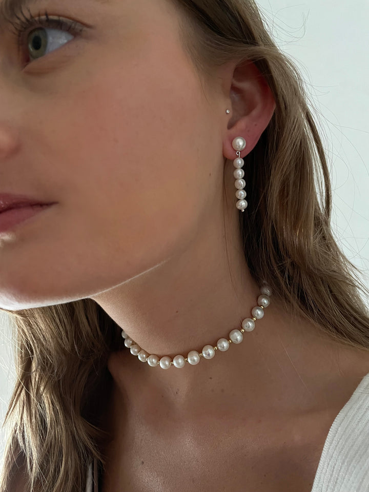 עגילי פנינים צמודים -  ג'ואן