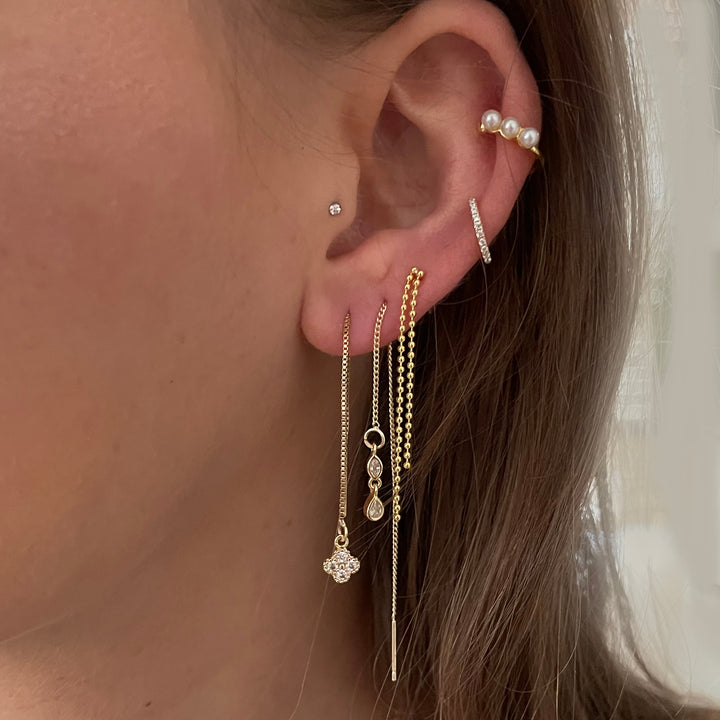 עגילי שרשרת זהב טיפה - טורי