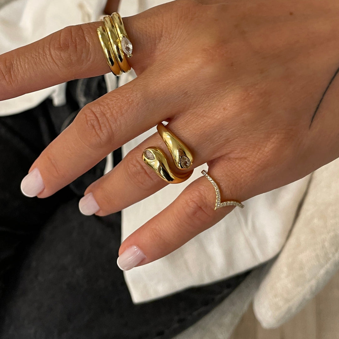 טבעת זהב זירקונים - מוניקה