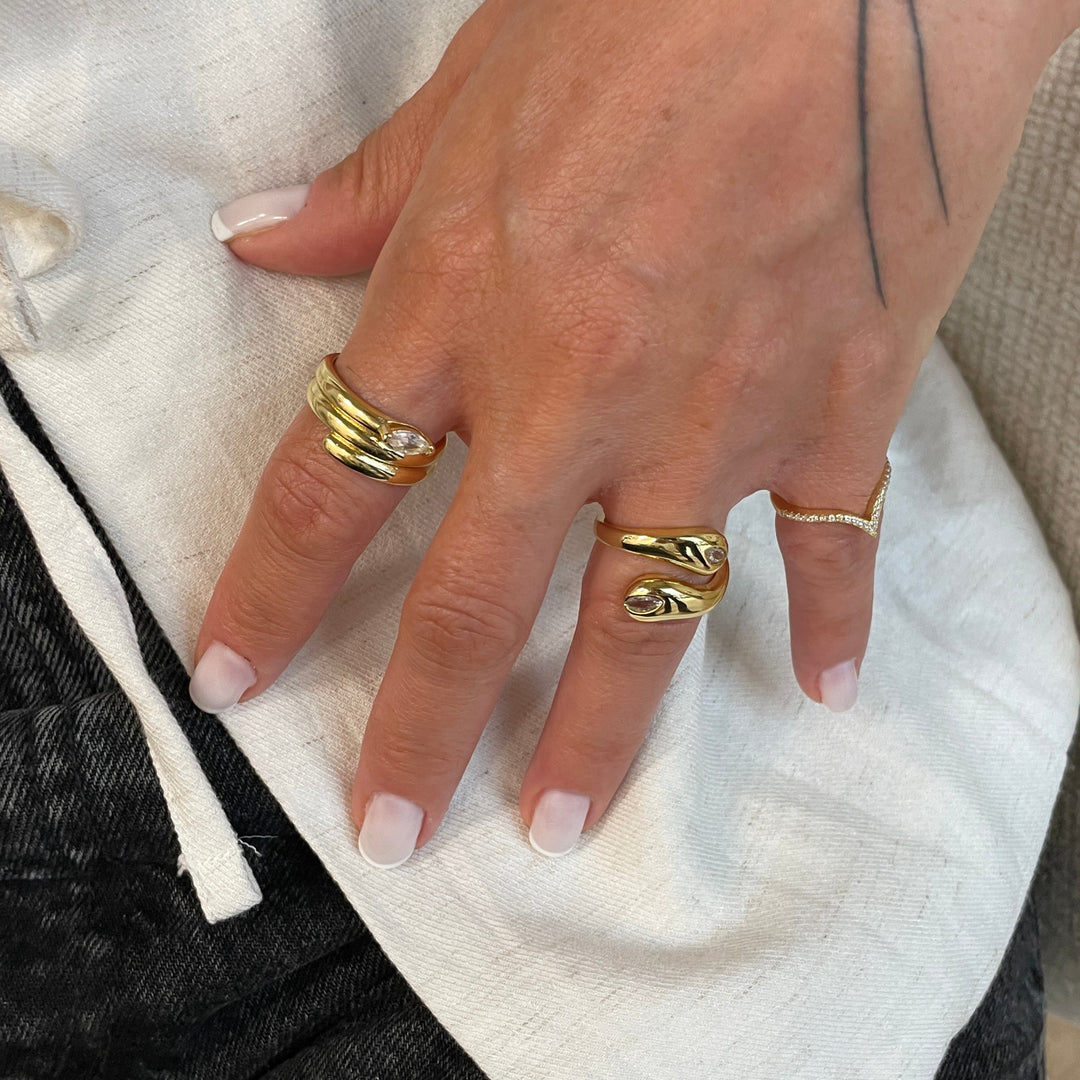 טבעת זהב זירקונים - מוניקה