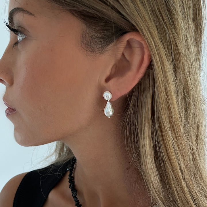 עגילי פנינה צמודים - מורין