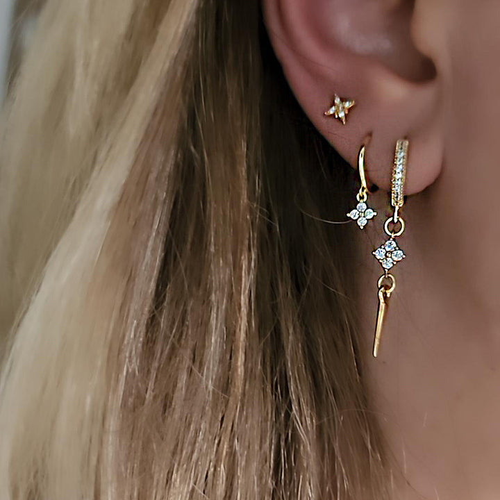 עגילי זהב צמודים 14 קארט - אורי