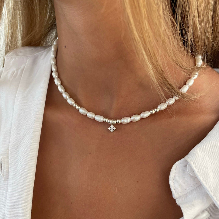 שרשרת פנינים כסף 925 - נואל