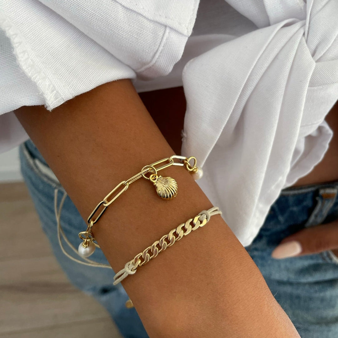 צמיד חוליות זהב וצ'ארמס- שובל