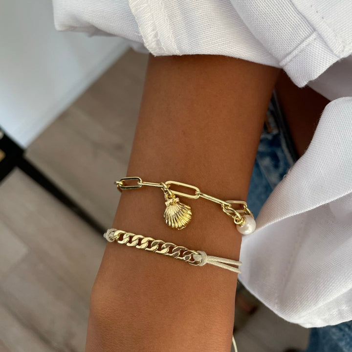 צמיד חוליות זהב וצ'ארמס- שובל