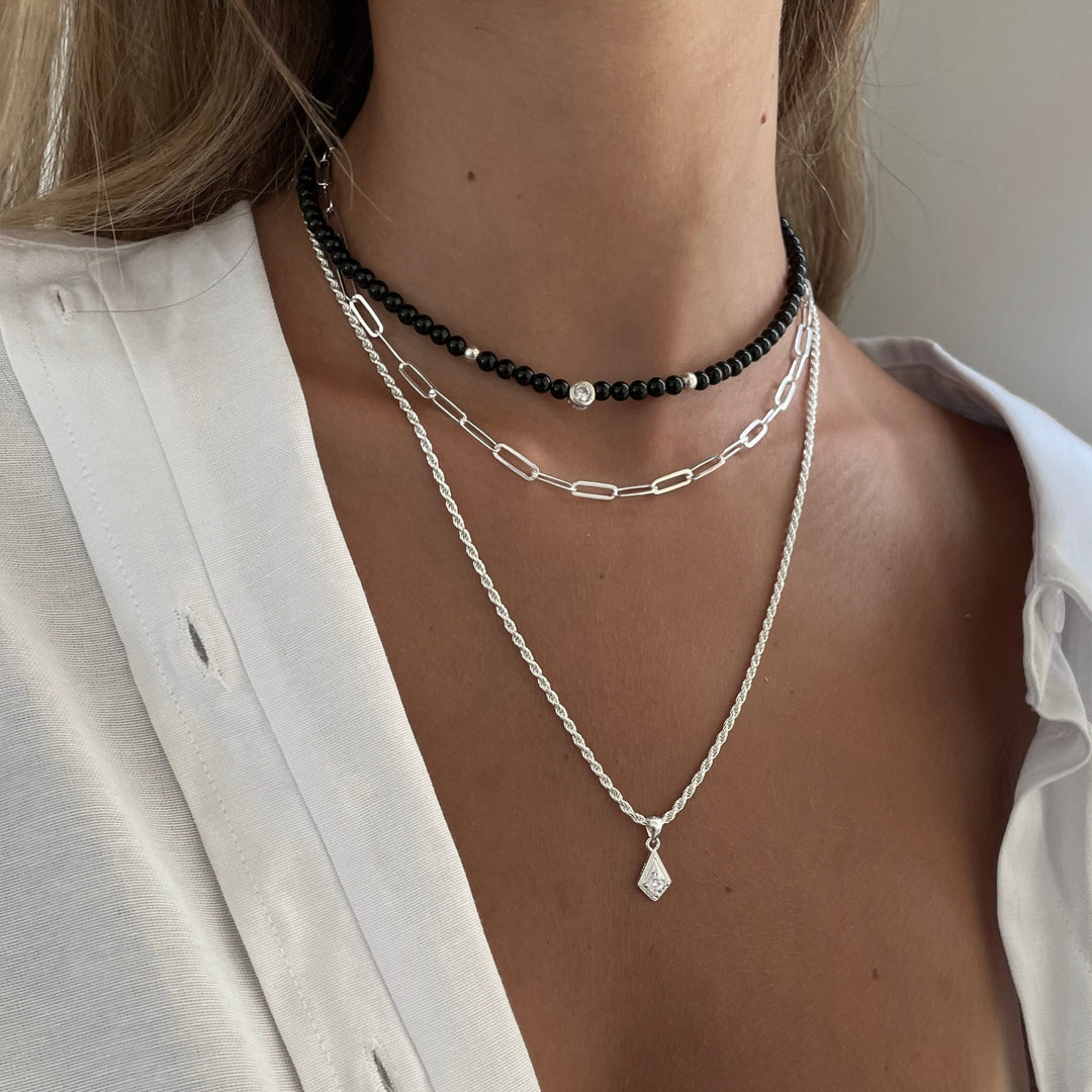 שרשרת כסף 925  תליון מעויין - לינדזי