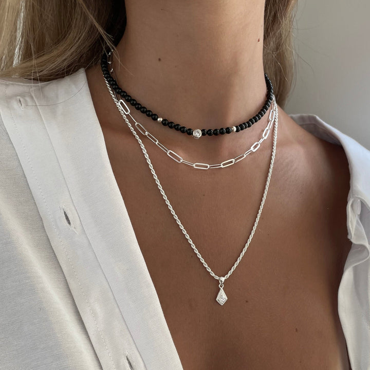 שרשרת כסף 925  תליון מעויין - לינדזי