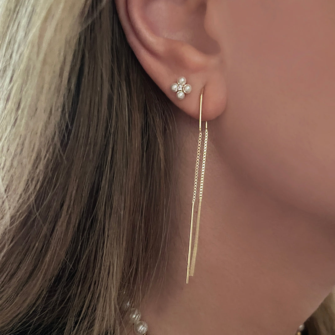 עגילי פנינה זהב צמודים - סיאן