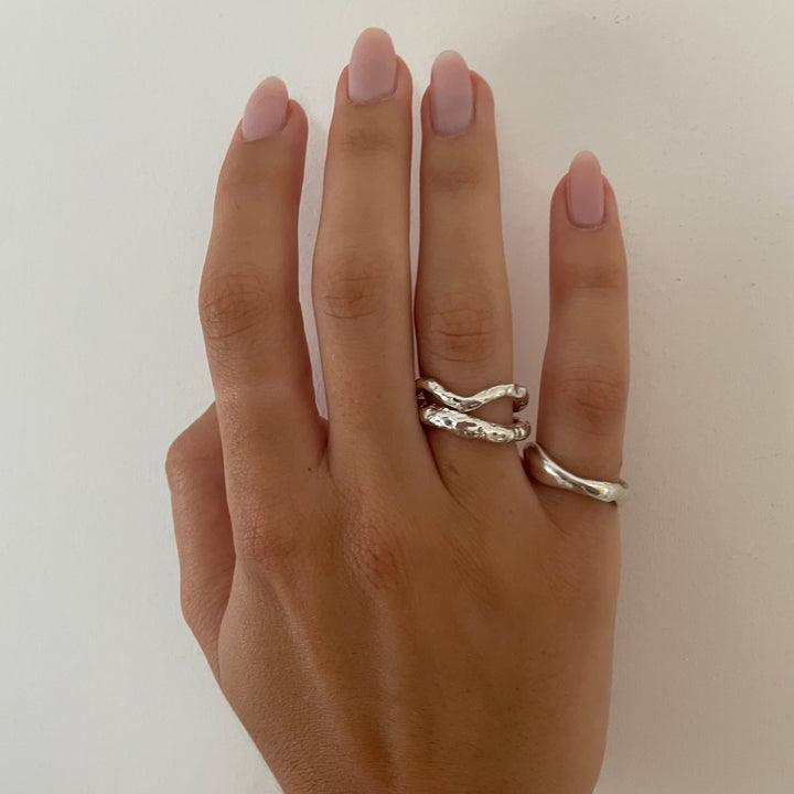 טבעת כסף מרוקעת גלית - גלן