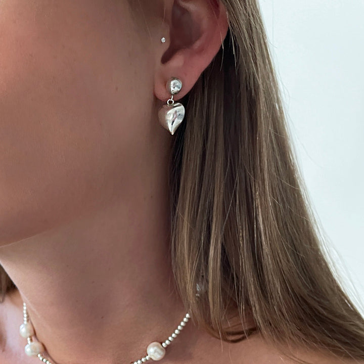 עגילי כסף 925 צמודים לב  - שיילו