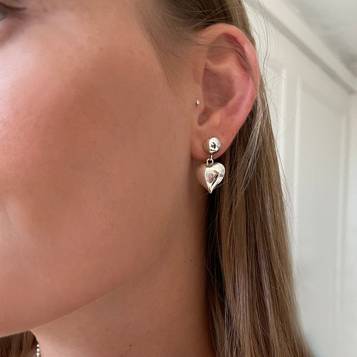 עגילי כסף 925 צמודים לב  - שיילו