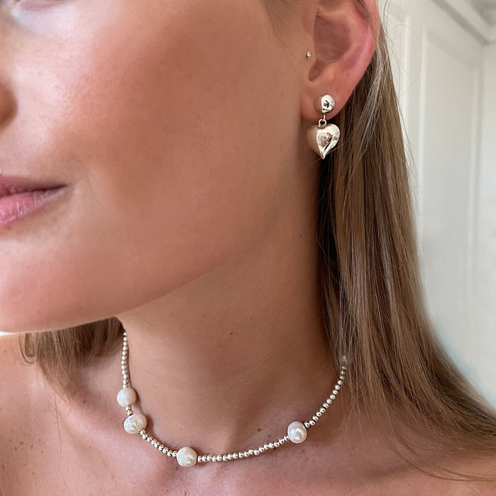 עגילי כסף 925 צמודים לב  - שיילו