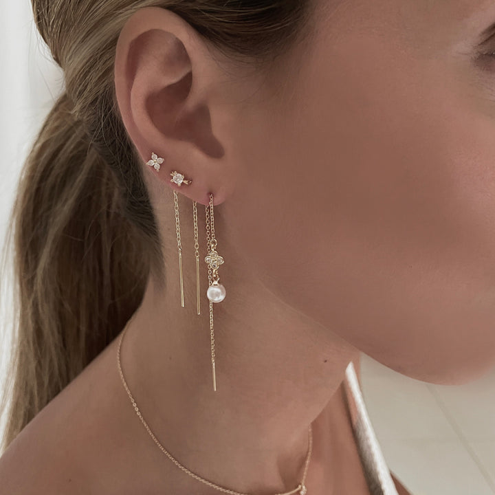 עגילי שרשרת זהב זירקונים - מליסה